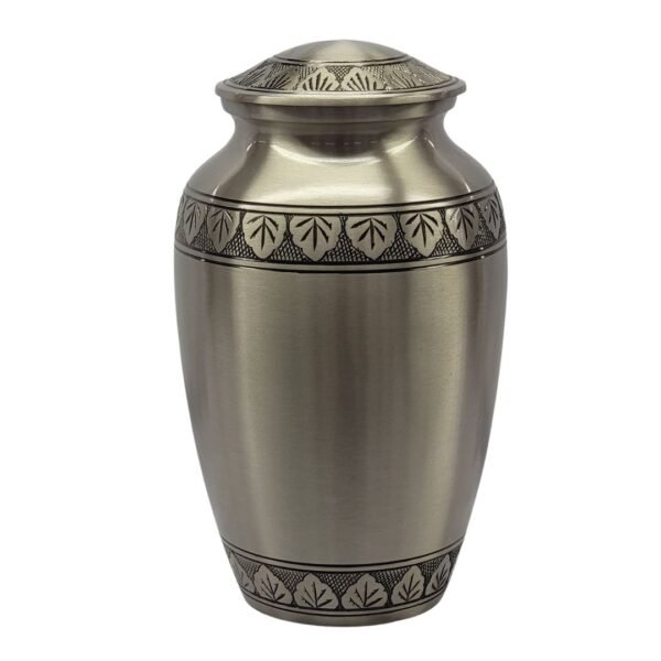 Pewter Majesty - Solid Brass Urn with Black Leaf Bands BR102PD