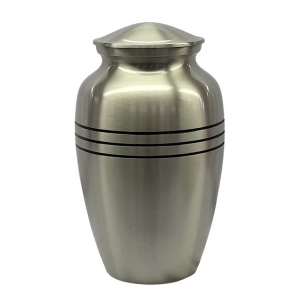 Pewter Elegance - Solid Brass Urn with Black Bands BR104PV3