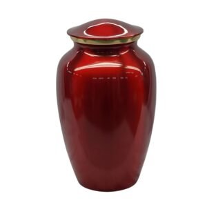 Ruby Radiance - Solid Brass Urn with High Polish Ruby Red Enamel Finish - BR108RED