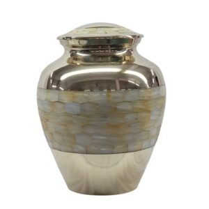 Pearlescent Serenity - Solid Brass Urn with Mother of Pearl Inlay - BR601MP