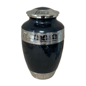 Solid Brass urn with faux texture Black enamel high polish finish.  - BK903E-BK-A