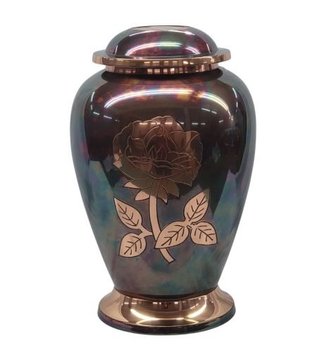 Raku Copper Rose - Solid Brass Urn - BR501RRAKU